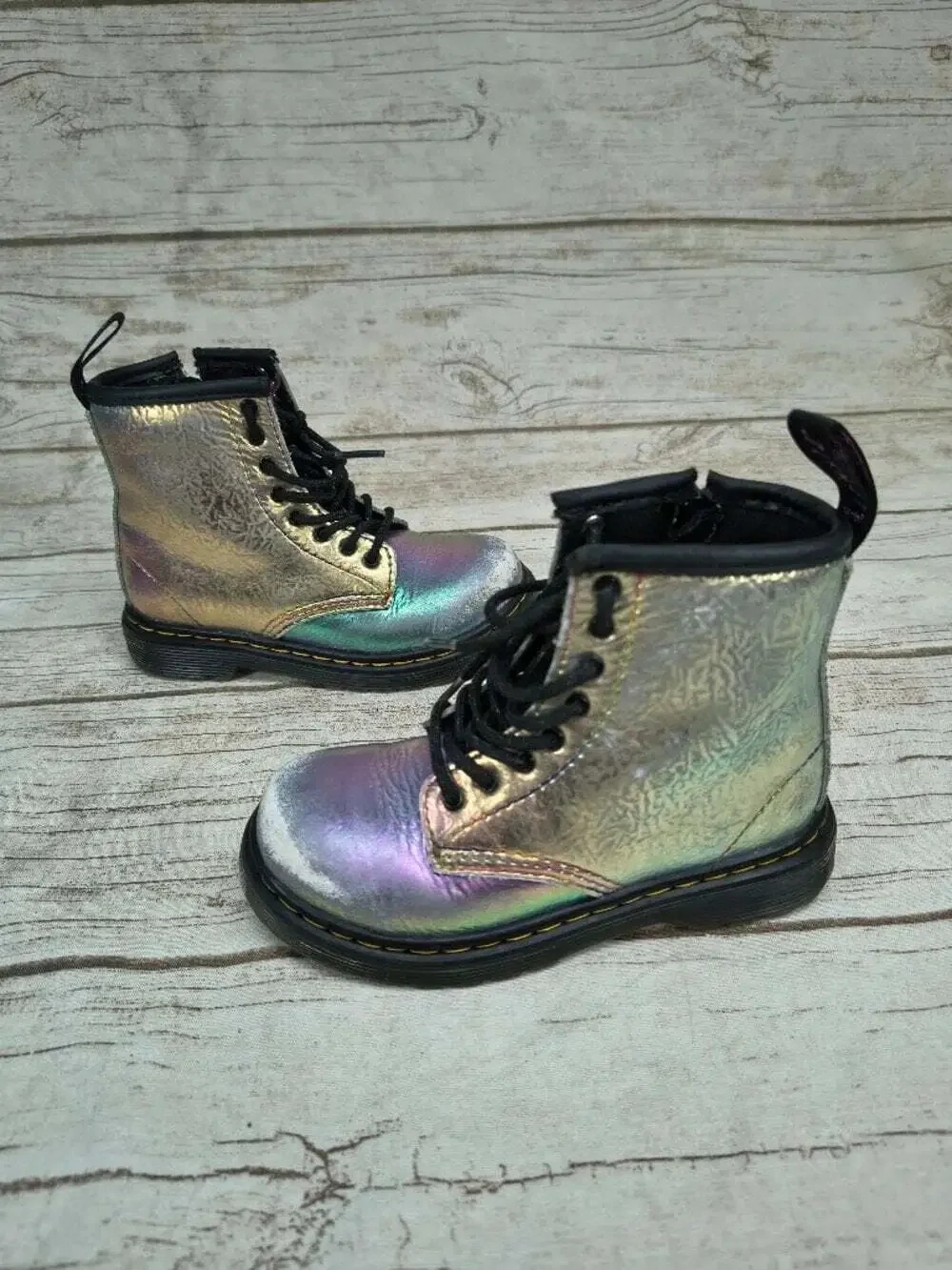 Dr Martens Iridescent Youth Zip Closure Boots Size 9